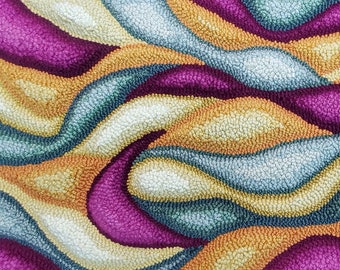 Melted Sherbet Swirls Sculpted Punch Needle Rug Hooked Throw Rug