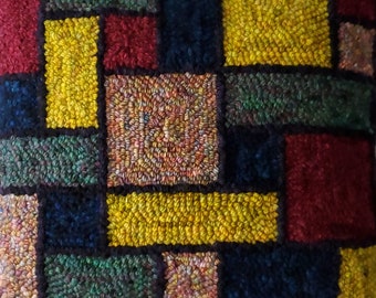 Stained Glass Textured Punch Needle Rug Hooked Pillow Slip Cover