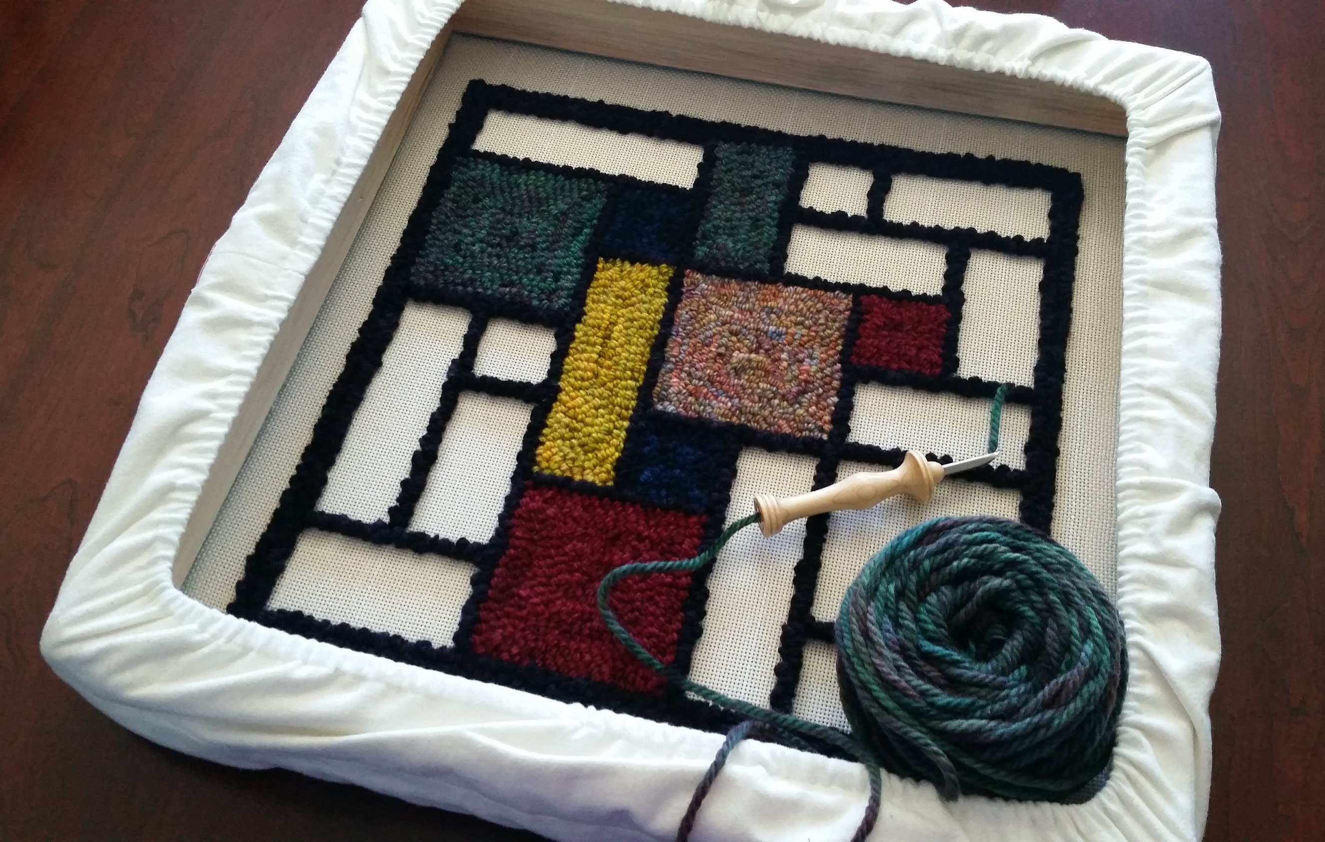 Textured Punch Stained Glass Textured Punch Needle Rug Hooked Pillow Slip - Etsy
