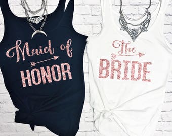 rose gold bridesmaid shirts