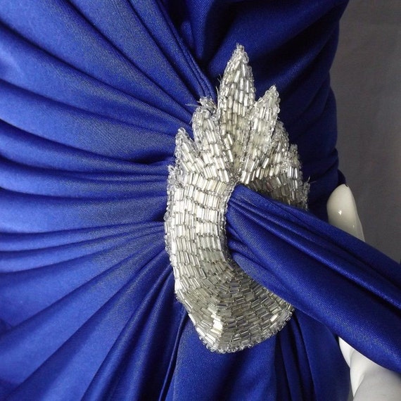 Rich Blue Wrap Dress, S/XS, Gathered Hip/Silver b… - image 2