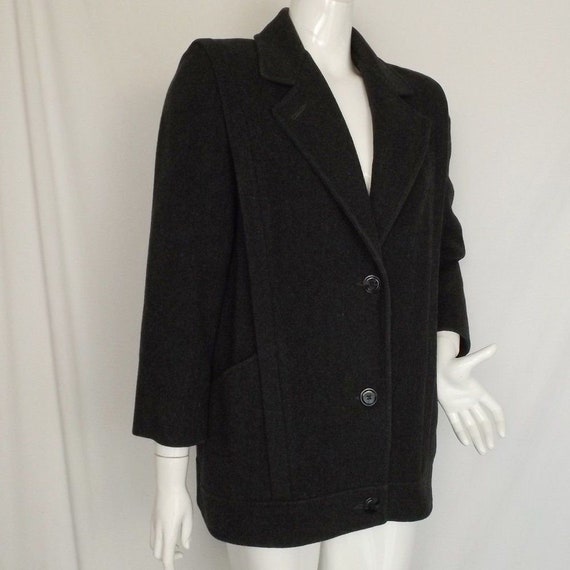 Vintage MacKINTOSH Jacket, 8, Charcoal Gray Wool,… - image 2