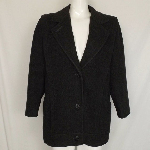 Vintage MacKINTOSH Jacket, 8, Charcoal Gray Wool,… - image 1