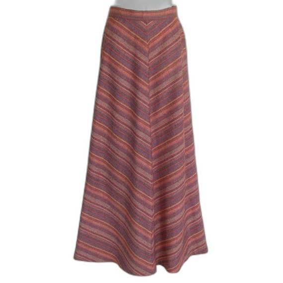 Maxi Skirt, XS, Multicolor, Diagonal Stripes, Bac… - image 1