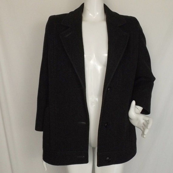 Vintage MacKINTOSH Jacket, 8, Charcoal Gray Wool,… - image 7