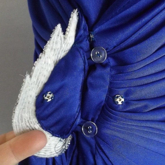 Rich Blue Wrap Dress, S/XS, Gathered Hip/Silver b… - image 8