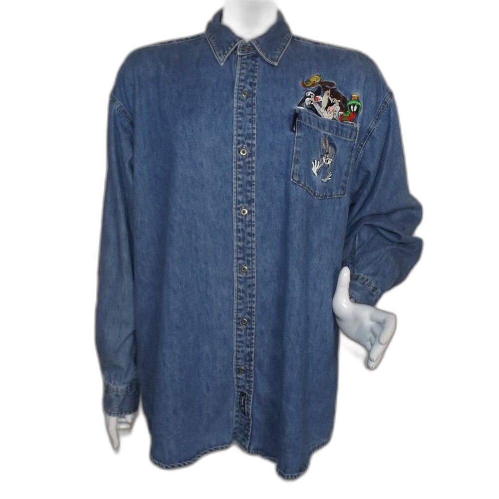 【WONDER WONDER】[UNISEX] Barket Vintage Over Denim Shirt Bakit Vintage Overfit Stitched Denim Long Sleeve Shirt