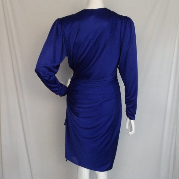 Rich Blue Wrap Dress, S/XS, Gathered Hip/Silver b… - image 6