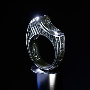 Geometric Ring | Signet Ring Men  | Cyberpunk Clothing  | Futuristic Statement Ring  | Sci-Fi Space Ring  | Steampunk Jewelry