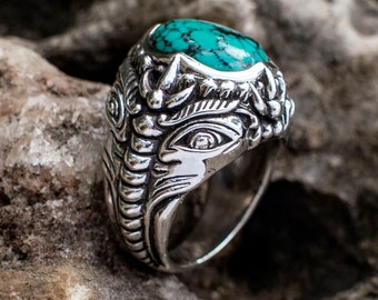 Silver Elephant Ring 'Ganesha' | Ganesha Ring Silver  | Elephant Jewelry  | Massive Ring  | Elephant Rings  | Animal Ring | Animal Ring Men