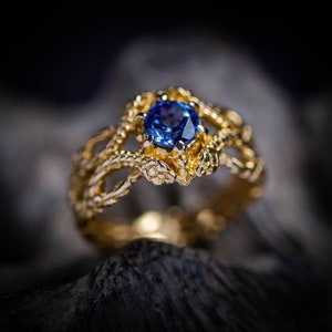 Snake Ring Gold | 14K Gold Snake Ring  | Solid Gold Serpent Jewelry  | Viper ring  | Gold Snake Jewelry  | Tanzanite Jewelry