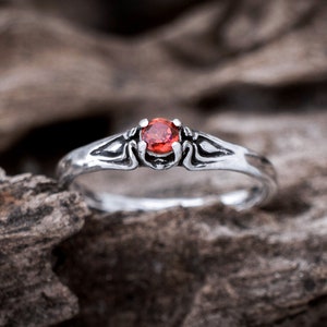 Nature Inspired Ring "Bud"| Garnet Ring | Alternative Engagement Ring | Statement Ring |  Nature Ring | Twig Ring | Elven Ring, Unique Ring