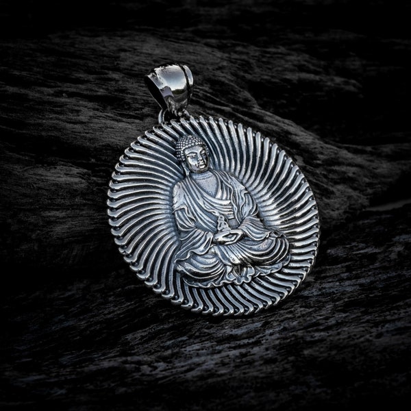 Medicine Buddha Pendant | Silver Buddha Necklace  | Buddha Men Necklace  | Buddha Jewelry  | Silver Buddha Pendant
