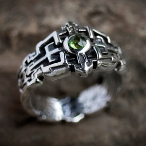 Geek Engagement Ring for Men | Futuristic Mens Silver Ring  | Sci-Fi Ring  | Cyberpunk Mens Ring