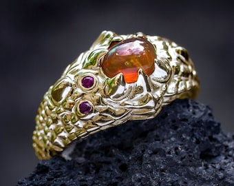 Unique Mens Ring | Gold Dragon Ring 'Dragon Eye'  | Dragon Claw Ring  | Scales Ring  | Dragon Jewelry  | Cool Mens Rings | Fantasy Ring