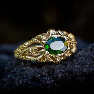 14k Gold Elven Engagement Ring | Gothic Fantasy Ring | Elvish Filigree Jewelry | Magical Elven Ring &#39;Vibra&#39; | Unique Fantasy Wedding Ring