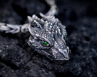 Silver Dragon Pendant | Dragon Necklace  | Silver Dragon Jewelry  | Dragon Gift  | Elven Jewelry | Dragon Lover