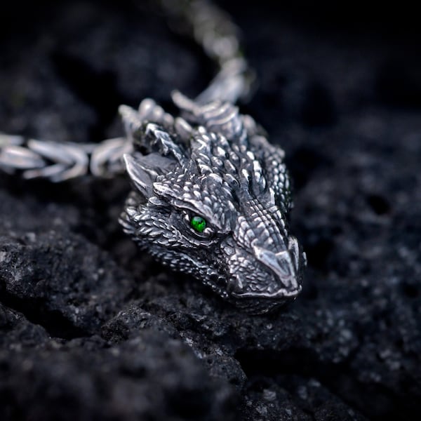 Silber Drachen Anhänger | Drachen Halskette | silber Drachen Schmuck | Drachen Geschenk | Schmuck Elfen | Drachenliebhaber