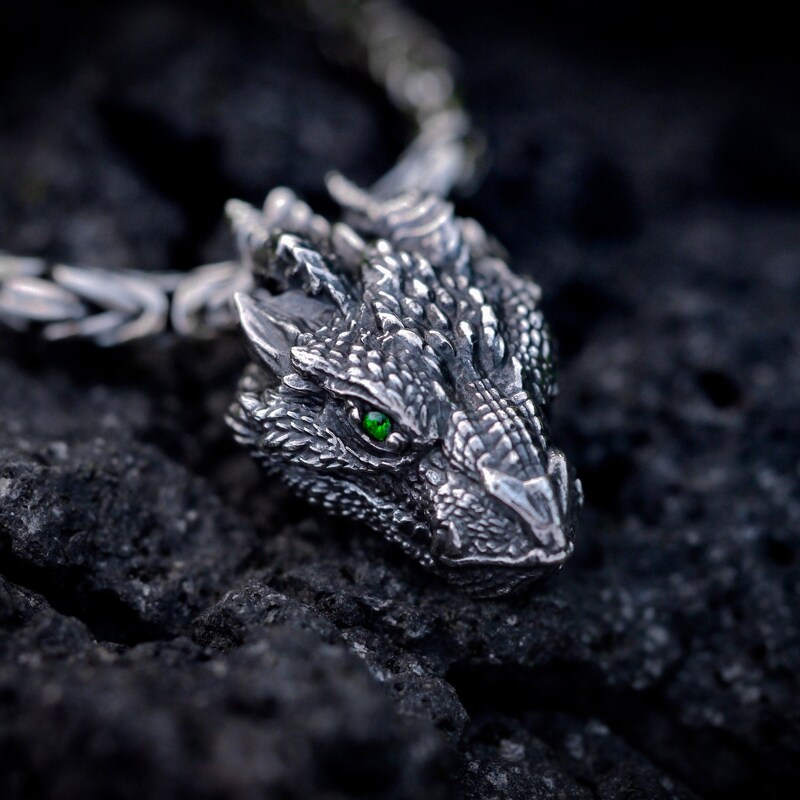 Dragon Pendant Silver Men Etsy