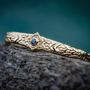 14K Solid Gold Cuff Bracelet | Gemstone Gold Bangle | Elegant 14K Gold Bracelet | Handmade Gold Jewelry | Luxurious Solid Gold Accessory