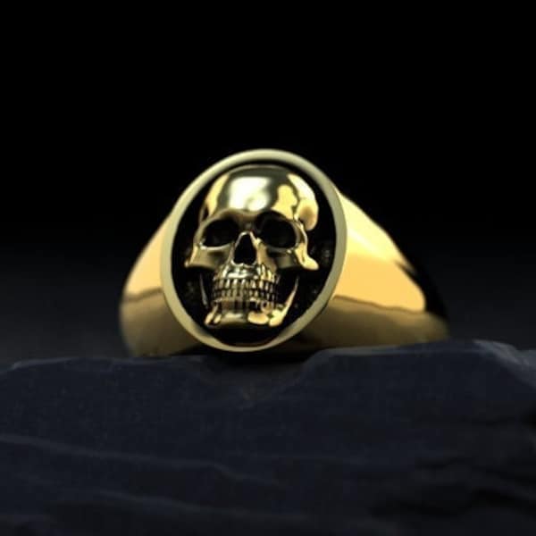 Gold Skull Ring Etsy