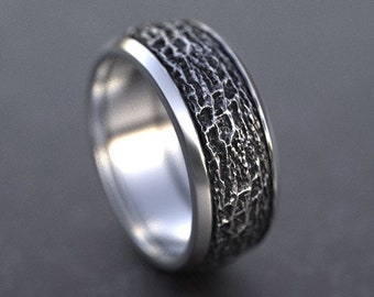 Tree Bark Ring | Tree Wedding Band  | Nature wedding ring  | Tree wedding ring  | Rustic Wedding Ring  | Silver wedding band