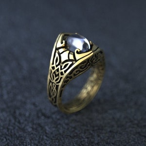 14K Gold Celtic Wedding Ring | Fantasy Engagement Ring | Elven Jewelry  | Gold Engagement Ring  | Norse ring