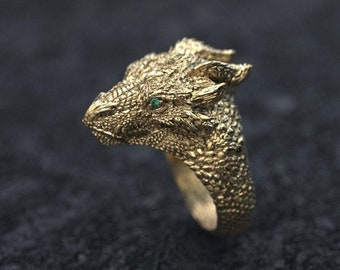 14K Gold Dragon Ring | Gold Dragon Jewelry  | Solid Gold Dragon  | Dragon Ring Gold