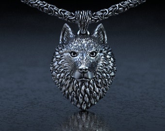 Wolf Head Pendant | Wild Wolf Necklace  | Silver Wolf Pendant  | Silver Animal Pendant  | Animal Jewelry  | Wolf Jewelry | Wolf Gift for Men