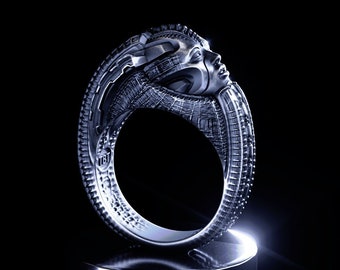 Alien Ring | Hr Giger Gothic Ring | Futuristic Clothing  | Alien Jewelry  | Space Jewelry  | Cyberpunk Clothing