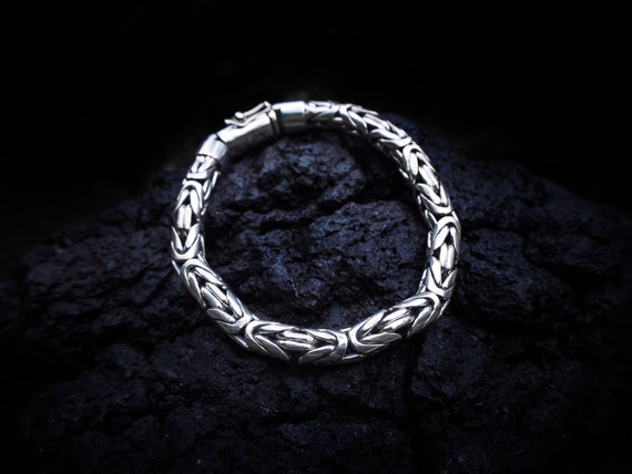 Solid Silver Bali Byzantine Bracelet | 8mm Byzantine Bracelet 19cm  | Solid Silver Bracelet  | Heavy Silver Bracelet