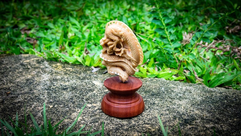 Dragon Figurine, Custom Figurine, Vegetable Ivory, Tagua Nut Carving image 3