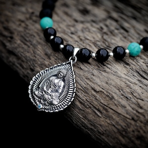 Silver Buddha Necklace | Mala Beads Necklace  | Medicine Buddha Necklace  | Black Mala Necklace  | Buddha Mala Bead