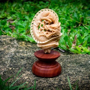 Dragon Figurine, Custom Figurine, Vegetable Ivory, Tagua Nut Carving image 1