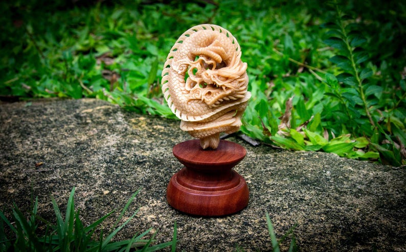 Dragon Figurine, Custom Figurine, Vegetable Ivory, Tagua Nut Carving image 1
