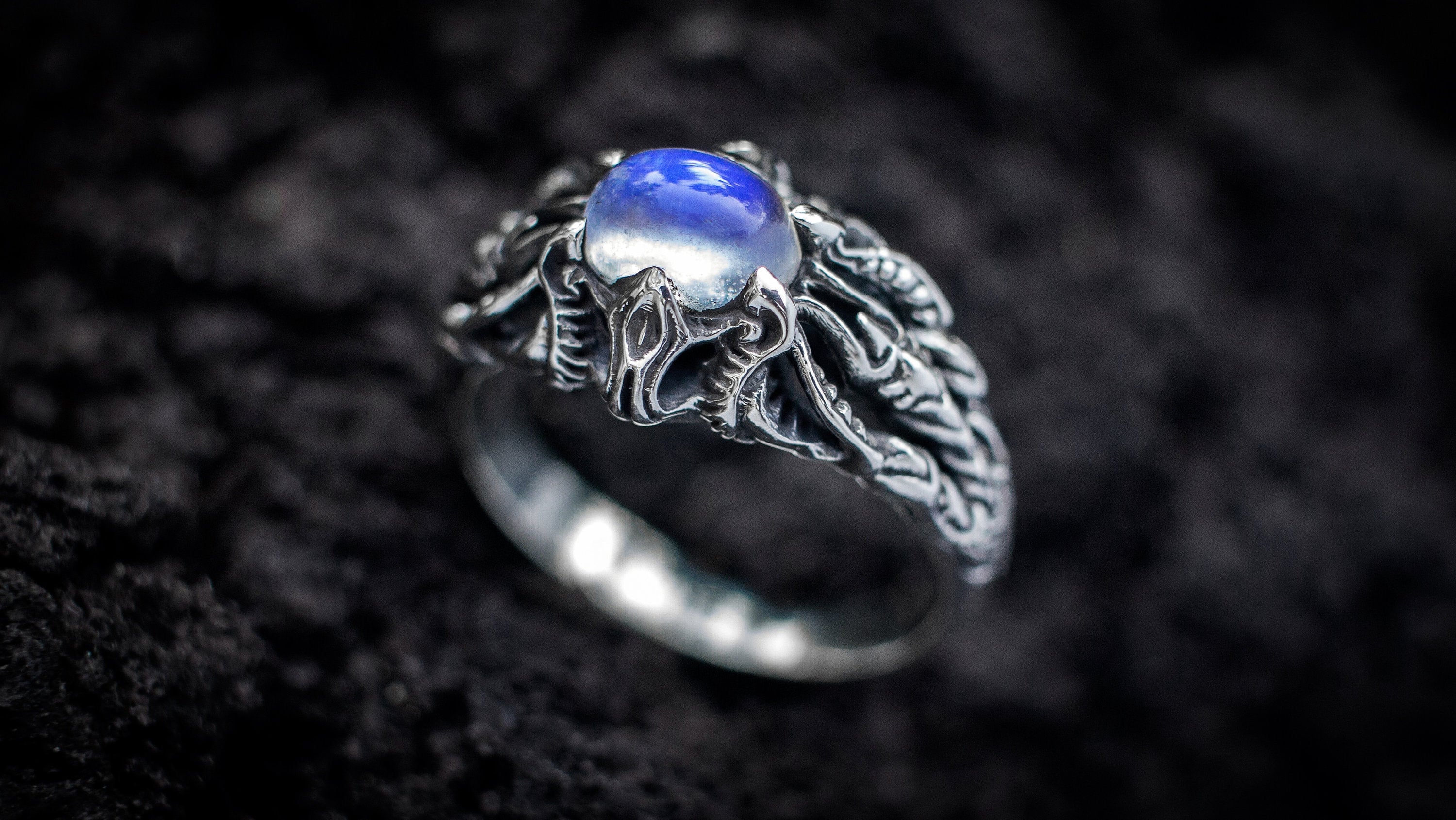 Silver & Rainbow Moonstone Fantasy Engagement Ring | Elven Wedding Ring | Fairy Ring for Women | Magical Moonstone Jewelry | Fantasy Jewelry