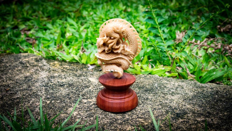 Dragon Figurine, Custom Figurine, Vegetable Ivory, Tagua Nut Carving image 4