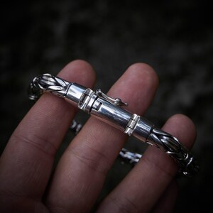Massief sterling zilveren Bali Byzantijnse armband, 8 mm, 19 cm afbeelding 5