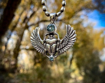 Pendentif Scarabée | Bijoux égyptiens | Collier En Argent Sterling | Amulette Scarabée Ailé | Pendentif De Protection Spirituelle | Collier Egypte Ancienne - Canada