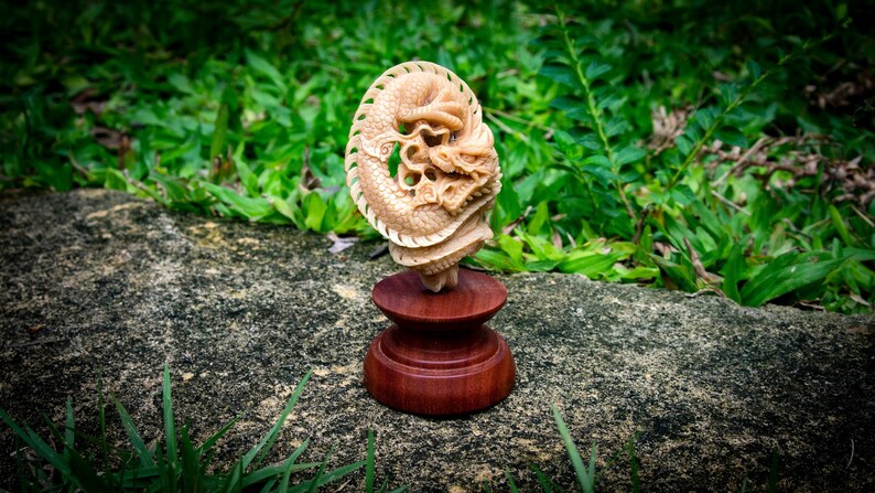 Dragon Figurine, Custom Figurine, Vegetable Ivory, Tagua Nut Carving image 2