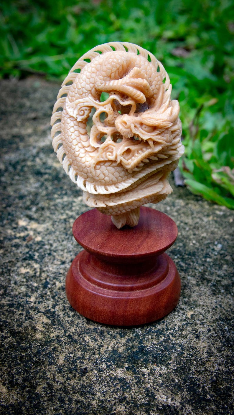 Dragon Figurine, Custom Figurine, Vegetable Ivory, Tagua Nut Carving image 7