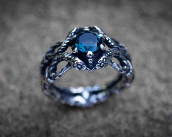 Sterling Silver Snake Ring with Amethyst Gemstone, Serpent Jewelry
