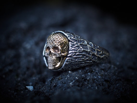 Sterling Silver Big Tough Men Biker Skull Ring - VVV Jewelry