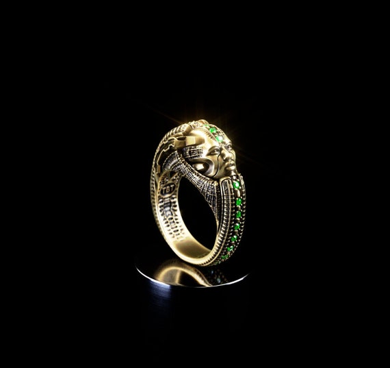 Sci-fi Space Ring | Gold Alien Ring 'symbiote' | Xenomorph