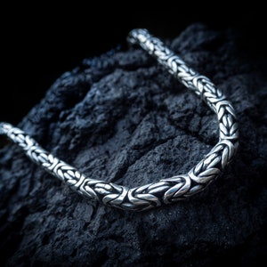 Elegant 8mm Solid Sterling  Silver Bali Byzantine Chain Necklace | Unique Handcrafted Chain for Men and Women | Handmade Silver Jewelry