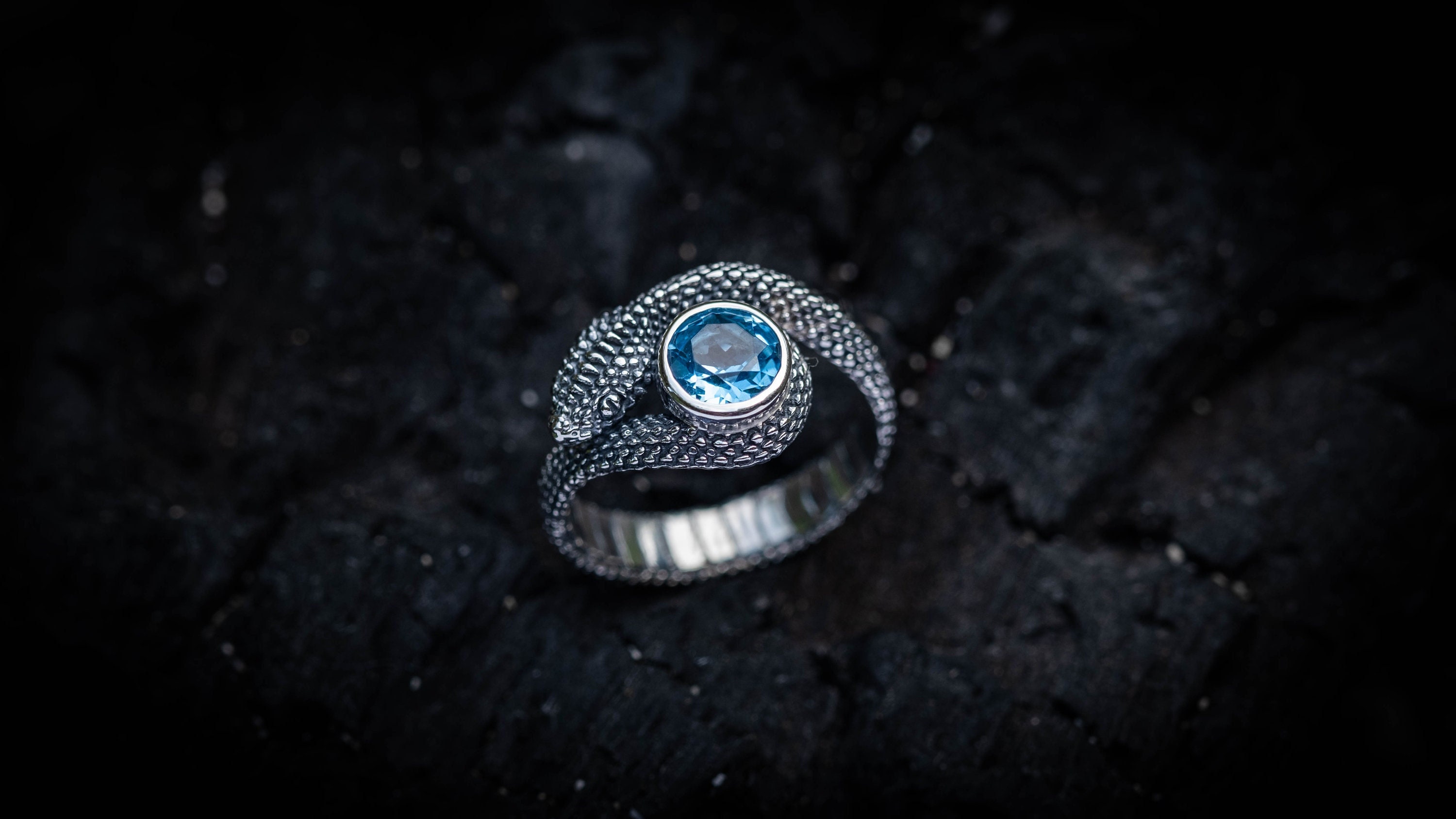 Silver Serpent Ring | Silver Snake Jewelry | Silver Snake Ring with Gemstone | Snake Lover Gift | Reptile Ring | Reptile Jewelry
