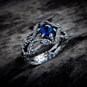 Sterling Silver Snake Ring with Amethyst Gemstone, Serpent Jewelry image 3
