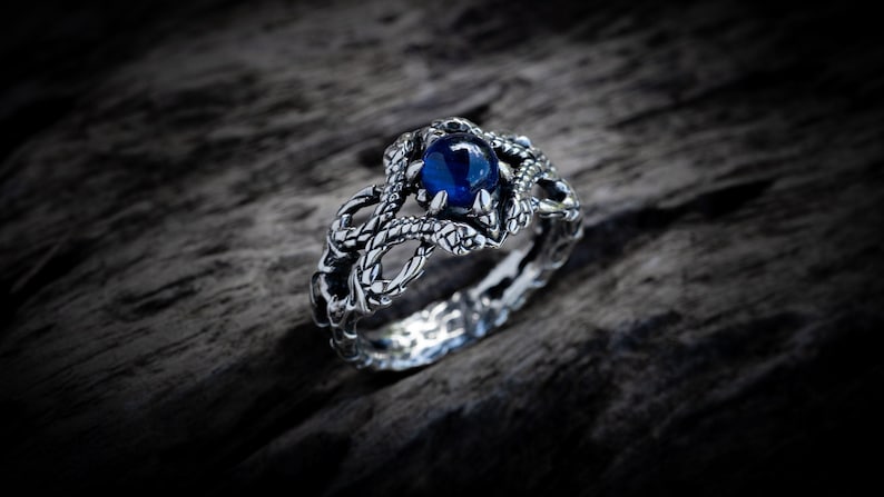 Sterling Silver Snake Ring with Amethyst Gemstone, Serpent Jewelry image 3