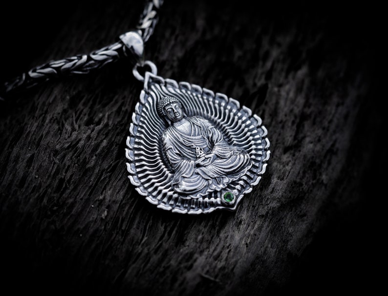 My Altar Enlightened Buddha Silver Stainless Steel Pendant Necklace 
