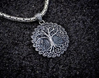 Sterling Silber Baum des Lebens Anhänger Halskette, keltische Yggdrasil Schmuck